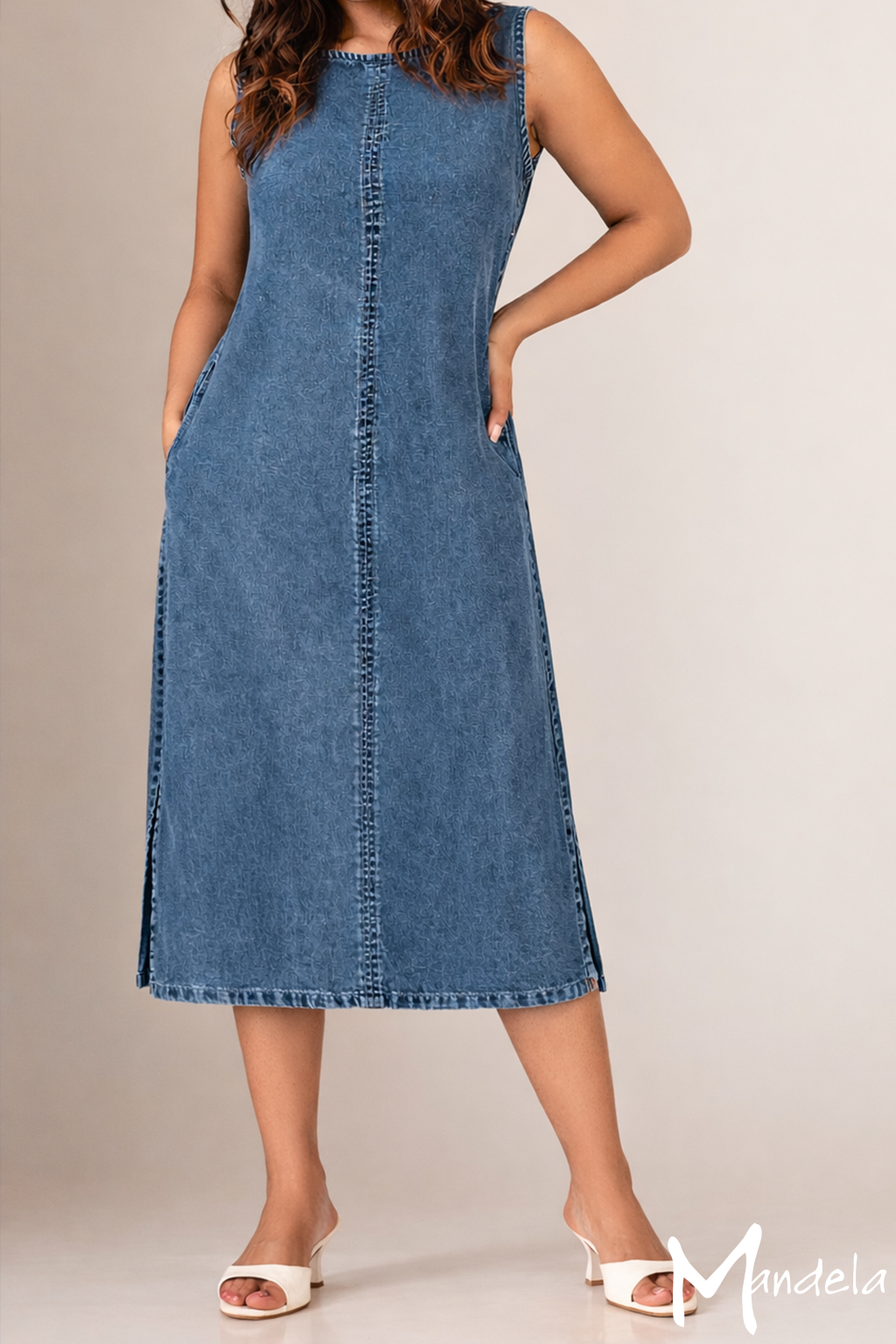 Side Open Acid Wash Denim Dress
